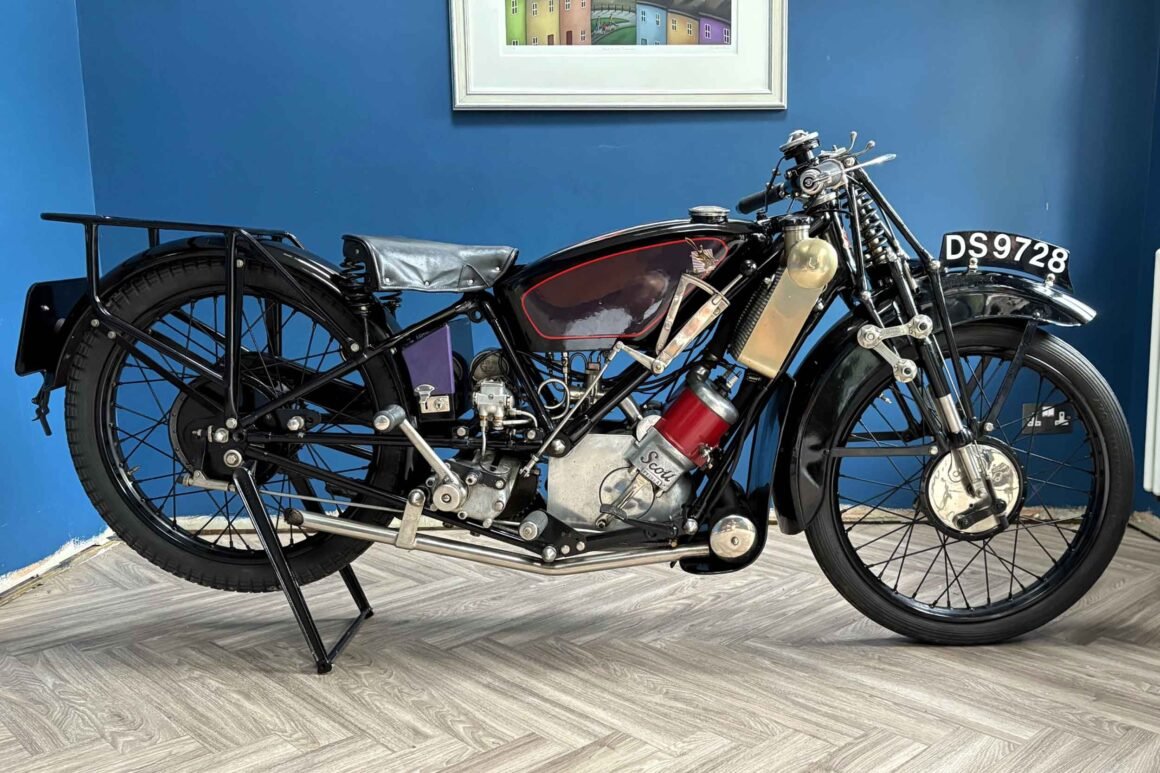 1927 Scott Flying Squirrel — water-cooled ingenuity meets inter-war British sporting spirit. A rare survivor from one of motorcycling’s most innovative marques.