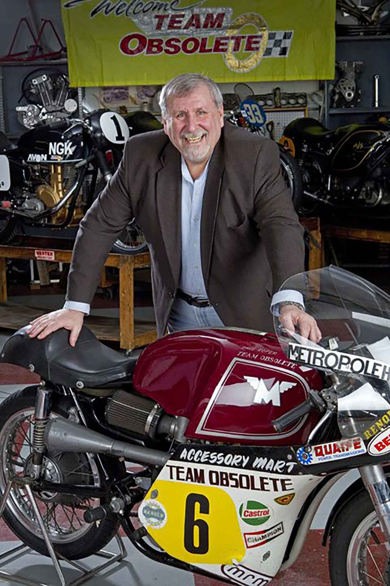 Rob Iannucci with on eof his beloved Matchless motorcycles