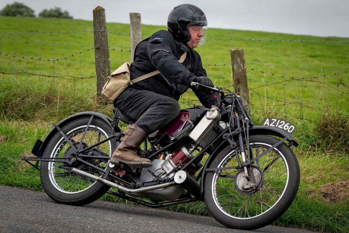 VMCC member Peter Hull riding his 1928 Scott Squirrel in the Carrowdore 100 parade last year.